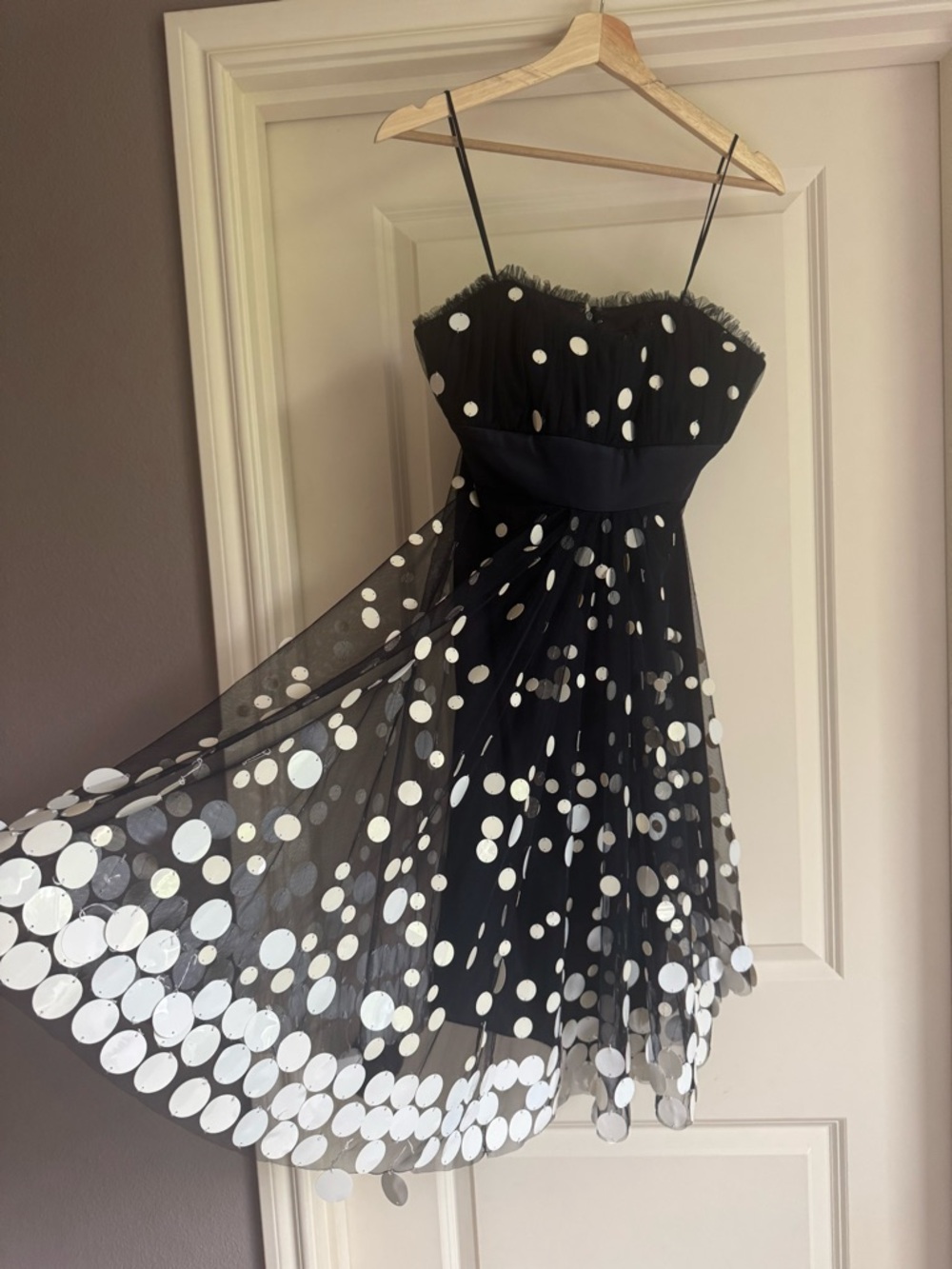 Badgley Mischka Black Tulle Dress with Lace Trim